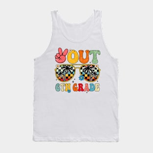 Peace Out 6Th Grade Retro Groovy Summer Sunglasses Kids T-Shirt Tank Top